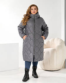Куртка - пальто жіноча зимова з капюшоном батал