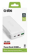 Зовнішній акумулятор SBS Powerbank 20000 mAh White (TTBB20000PD20W), фото 4