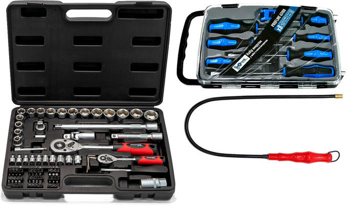 Набір інструментів 3в1 (набір 72 од + набір викруток професійних у кейсі 7 од з намагнічувачем + магніт на гнучкому подовжувачі), фото 1