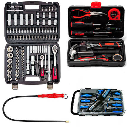 Набір інструментів 4в1 (Інструменти 108 од. + Набір інструменту слюсарний 10 од + Набір викруток професійних у кейсі 7 од. з, фото 1