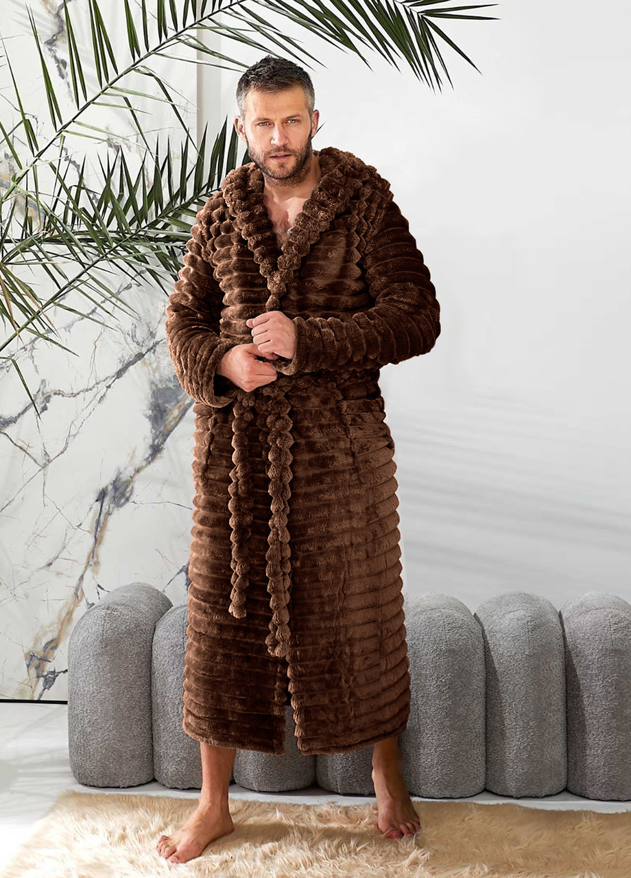 Халат махровий чоловічий з капюшоном (р.S, M-L, XL-2XL) Туреччина, фото 1
