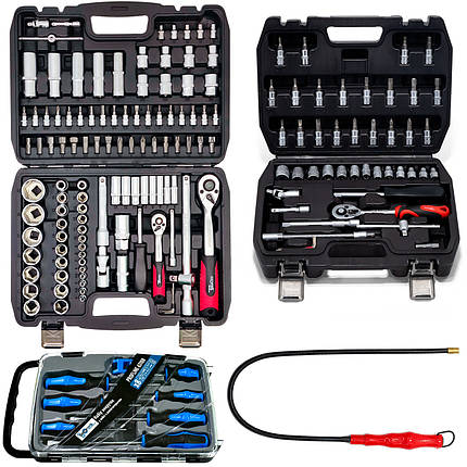 Набір інструменту 4в1 (професійний набір інструментів 108 од + набір викруток професійних у кейсі 7 од з намагнічувачем + магніт, фото 1
