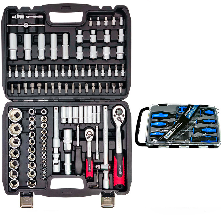 Набір інструментів 2в1 (Набір 108 од. + Набір викруток професійних у кейсі 7 од. з намагнічувачем) Profline 61085-203-1