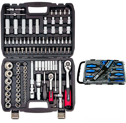 Набір інструментів 2в1 (Набір 108 од. + Набір викруток професійних у кейсі 7 од. з намагнічувачем) Profline 61085-203-1, фото 1