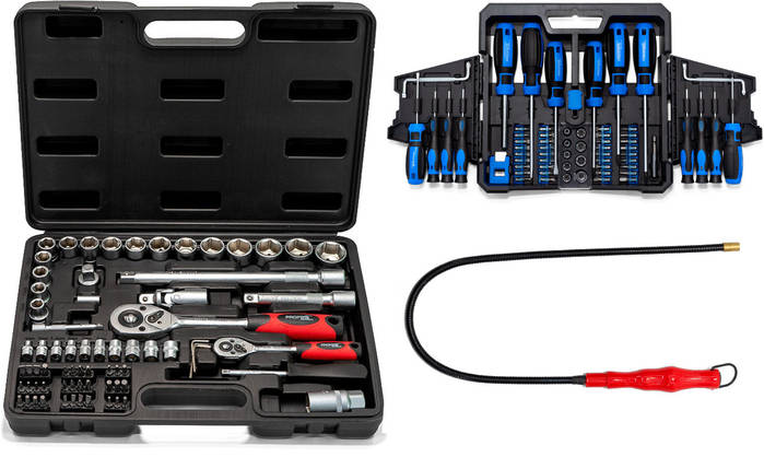 Набір інструментів 3в1 (набір 72 од + набір викруток, біт та головок 63 од + магніт на гнучкому подовжувачі) Profline 60725-212, фото 1