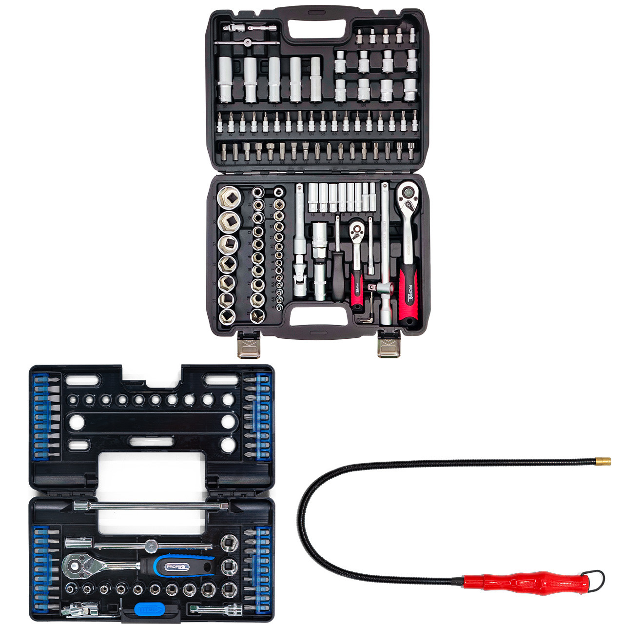Набір інструментів 3в1(набір 108 од + професійний набір інструментів 57 од + магніт на гнучкому подовжувачі) Profline 61085-109