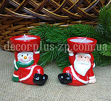 Новорічна керамічна свічка "Санта" або " Сніговик"  8,5*6,5см