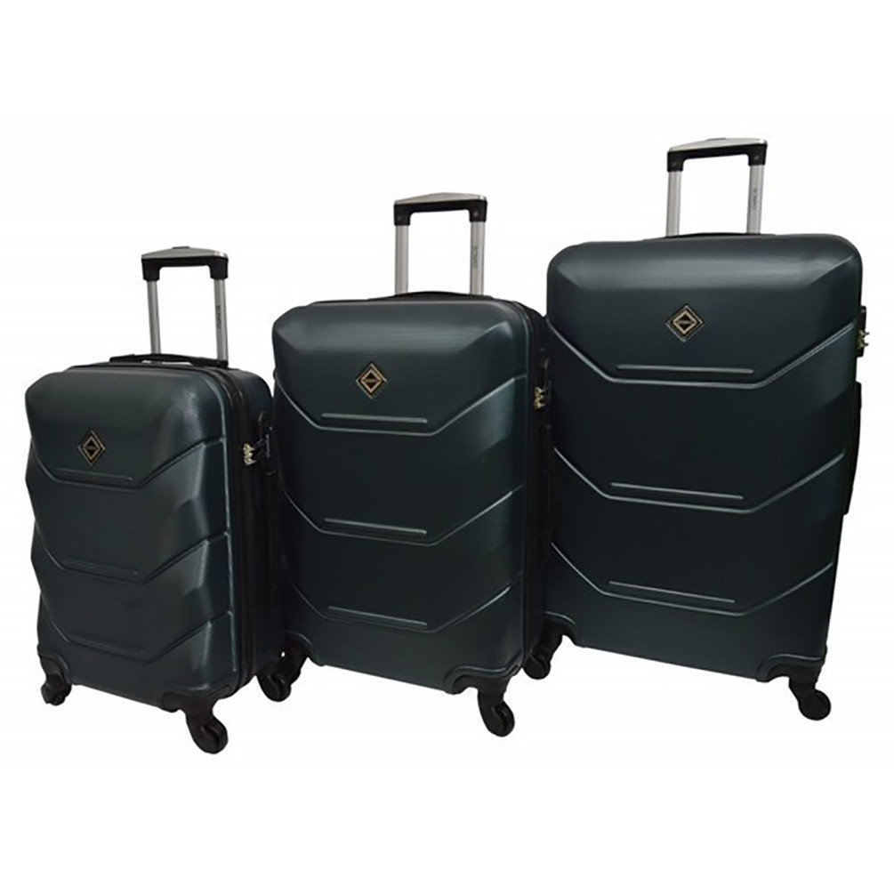 Набір валіз на колесах Bonro 2019 - 3 шт смарагдовий (S+M+L) пластикові з кодовим замком і висувною ручкою