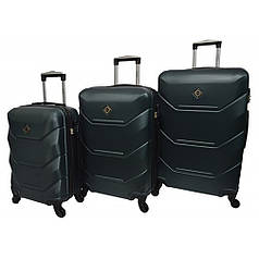 Набір валіз на колесах Bonro 2019 - 3 шт смарагдовий (S+M+L) пластикові з кодовим замком і висувною ручкою