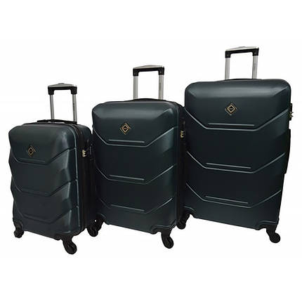 Набір валіз на колесах Bonro 2019 - 3 шт смарагдовий (S+M+L) пластикові з кодовим замком і висувною ручкою, фото 1