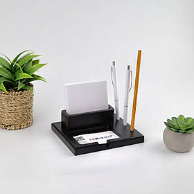 Деревʼяна підставка для візиток та ручок |  Стильний аксесуар для робочого столу