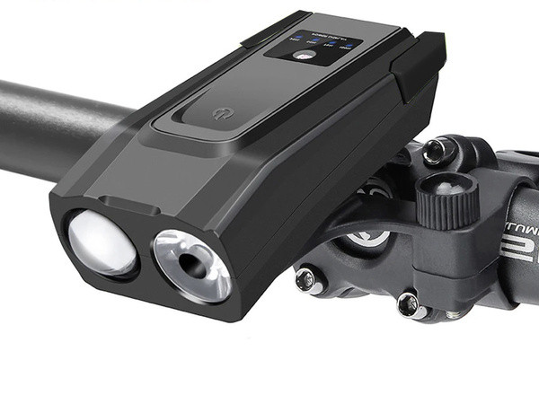 Powerful bike lamp front led rear light volume teller battery 2in1, фото 1