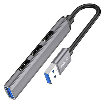 HUB USB Hoco HB26 4in1 adapter (USB-A  to 1USB3.0+3USB2.0) Metal Grey