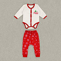 Дитячий новорічний універсальний комплект (боді+ штани) для дітей GABBI KT-25-13 Молочний на зріст 62 (14725)