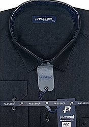Сорочки чоловічі батал велетень Passero vd-0102 класична однотонна Туреччина, ошатна чорна стильна 5XL