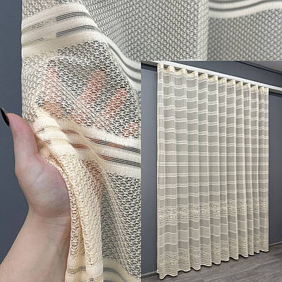 Тюль жакард "Lauren". Колір бежевий. Код 1896т