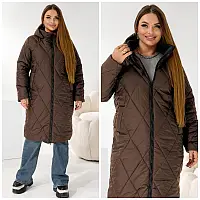 Зимнее женское пальто стеганное большого размера
