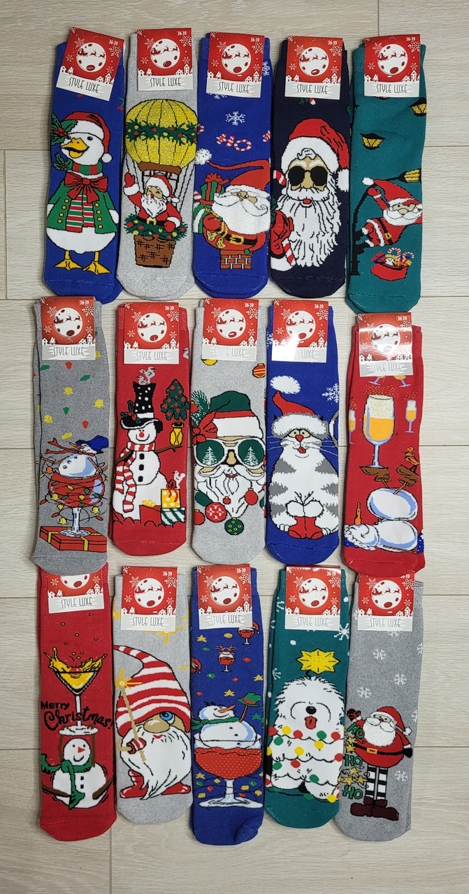 Теплі махрові шкарпетки новорічні дитячі, жіночі, чоловічі на подарунок