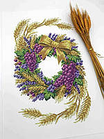 Рушник спасівський БА 142 30 х 50см Віночок з колосків виноград та бант 12261