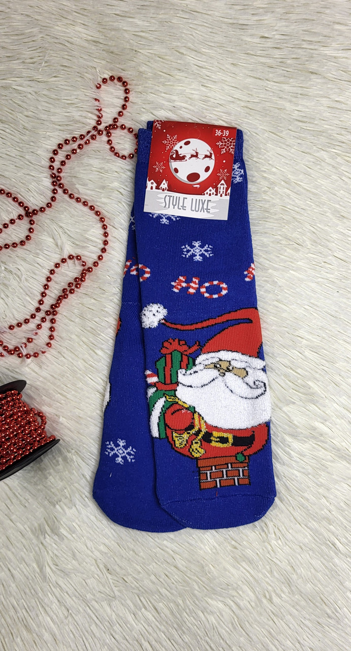 Теплі жіночі новорічні шкарпетки. Шкарпетки Санта на подарунок.