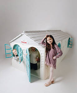 Дитячий пластиковий будиночок Doloni (02550/25) 256х129х120 см. Бежево-серый