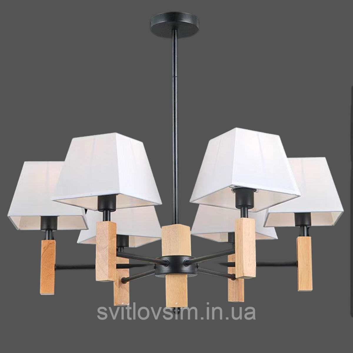 Люстра класична для вітальні VALESO V15-6 чорна, фото 1