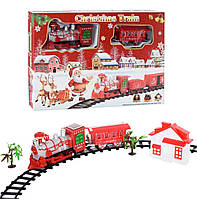 Залізниця "Star Toys" Christmas Train з вагончиком та будиночком різдвяний поїзд з музикою 101 см Червоний