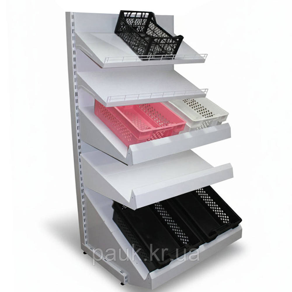 Стелаж овочевий металевий 2350х1200 мм ТИП 7, приставний стелаж під ящики для овочів та фруктів, торговий стелаж для фруктів, фото 1