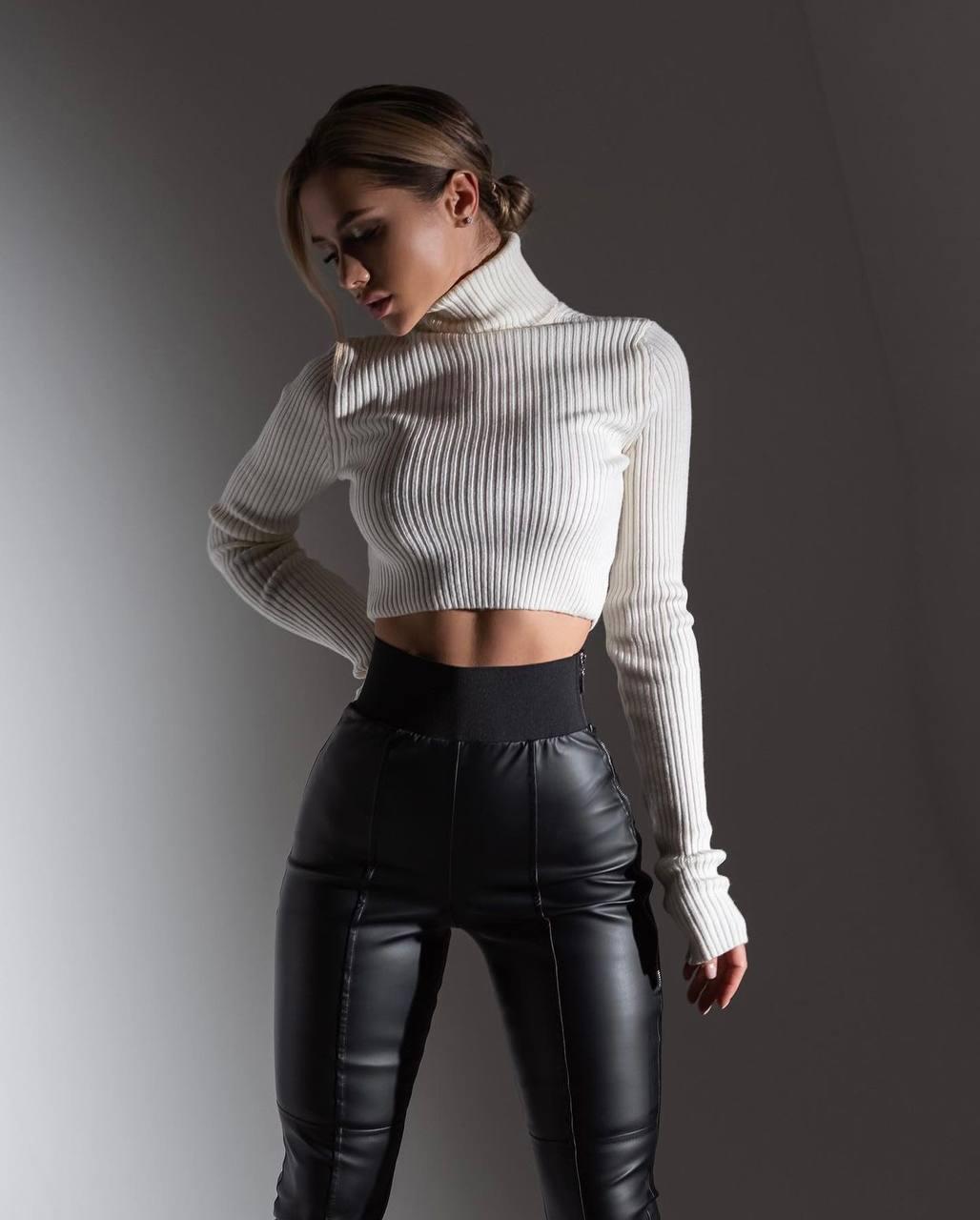 Легінси на хутрі для милих дам "Екошкіра". Розміри: 42-44, 44-46, фото 1