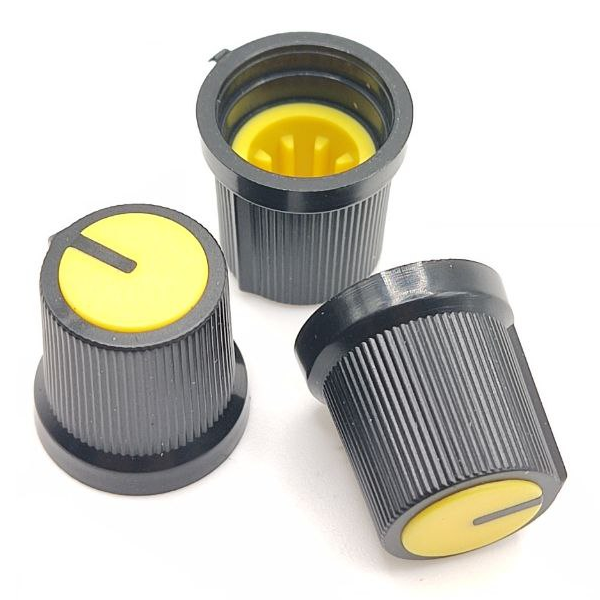 Ручка на вісь 6мм Зірка AG03 15x15 Чорно - жовта, фото 1