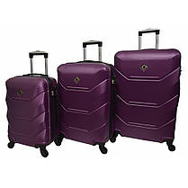 Набір пластикових валіз на колесах Bonro 2019 - 3 шт бузковий (S+M+L) з кодовим замком і висувною ручкою, фото 2