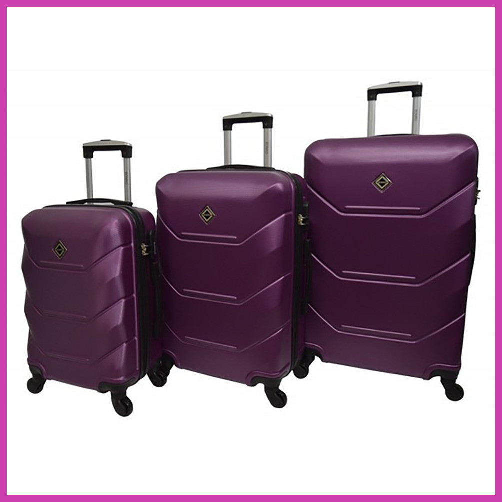 Набір пластикових валіз на колесах Bonro 2019 - 3 шт бузковий (S+M+L) з кодовим замком і висувною ручкою