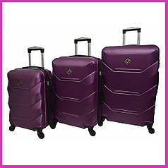 Набір пластикових валіз на колесах Bonro 2019 - 3 шт бузковий (S+M+L) з кодовим замком і висувною ручкою