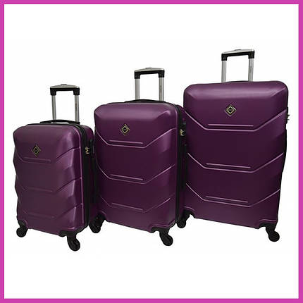 Набір пластикових валіз на колесах Bonro 2019 - 3 шт бузковий (S+M+L) з кодовим замком і висувною ручкою, фото 1