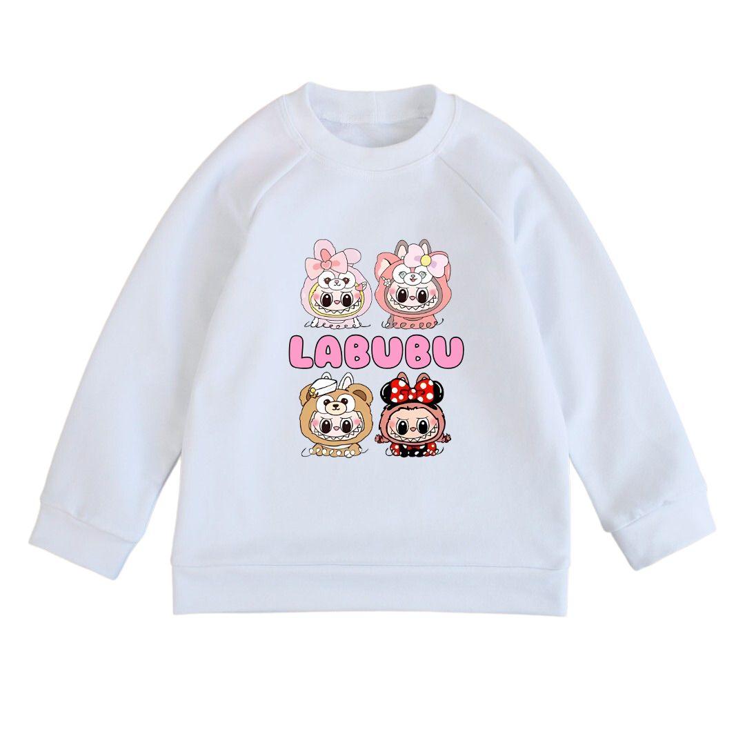 Світшот дитячий білий з принтом Лабубу Labubu, фото 1