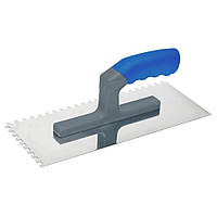 Сталева Гладилка з нержавіючим покриттям пластмасова ручка 120х280мм зуб 8х8мм (708-043)