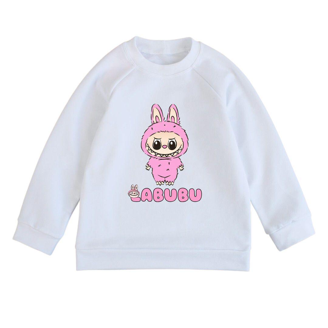 Світшот дитячий білий з принтом Лабубу Labubu, фото 1