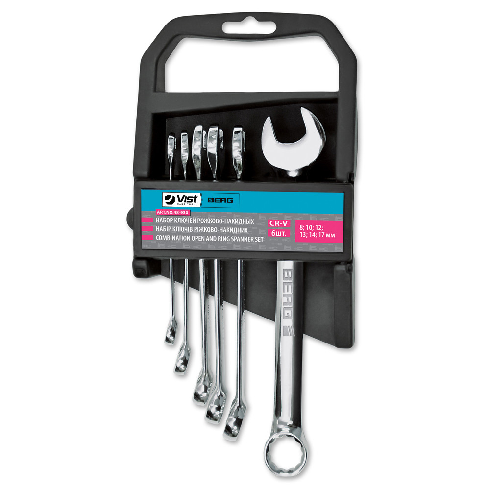 Набір ключів рожково-накидних Cr-V 6 шт (748-930)