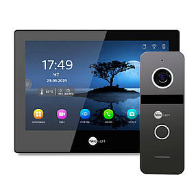 Комплект Wi-Fi  IP-відеодомофон 8 дюймів та викличної панелі NeoLight Solo IPW Black Graphite