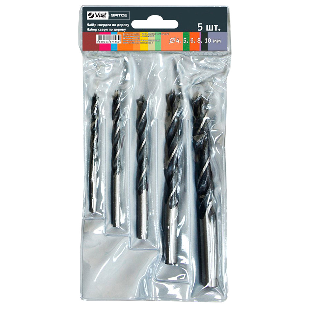 Набір свердел по дереву спіральні 3-10 мм, пласт. футляр (721-913)