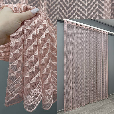 Готова тюль (3х2,7м.) Гіпюр. Колір пудровий. Код 1880т 42-0838