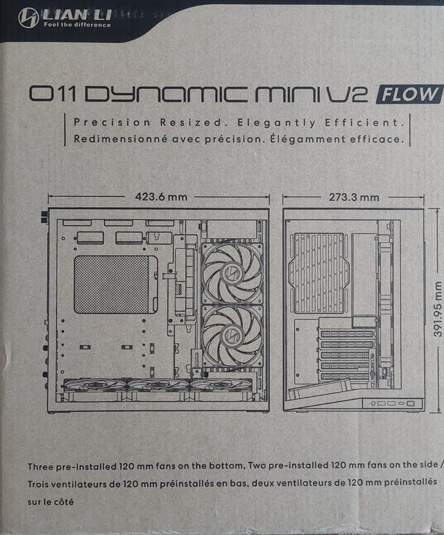 Внутрішнє компонування корпусу Lian Li O11 Dynamic Mini V2 Flow, місця для радіаторів та відеокарти