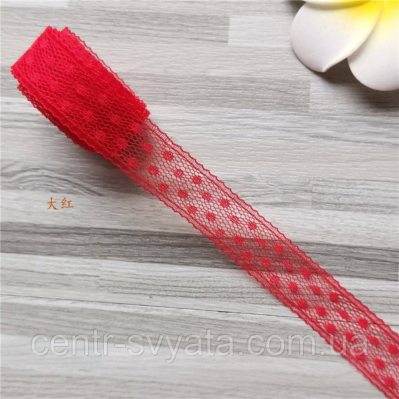 Мереживо "Горох" (1,5 см х 10 м) Червоне