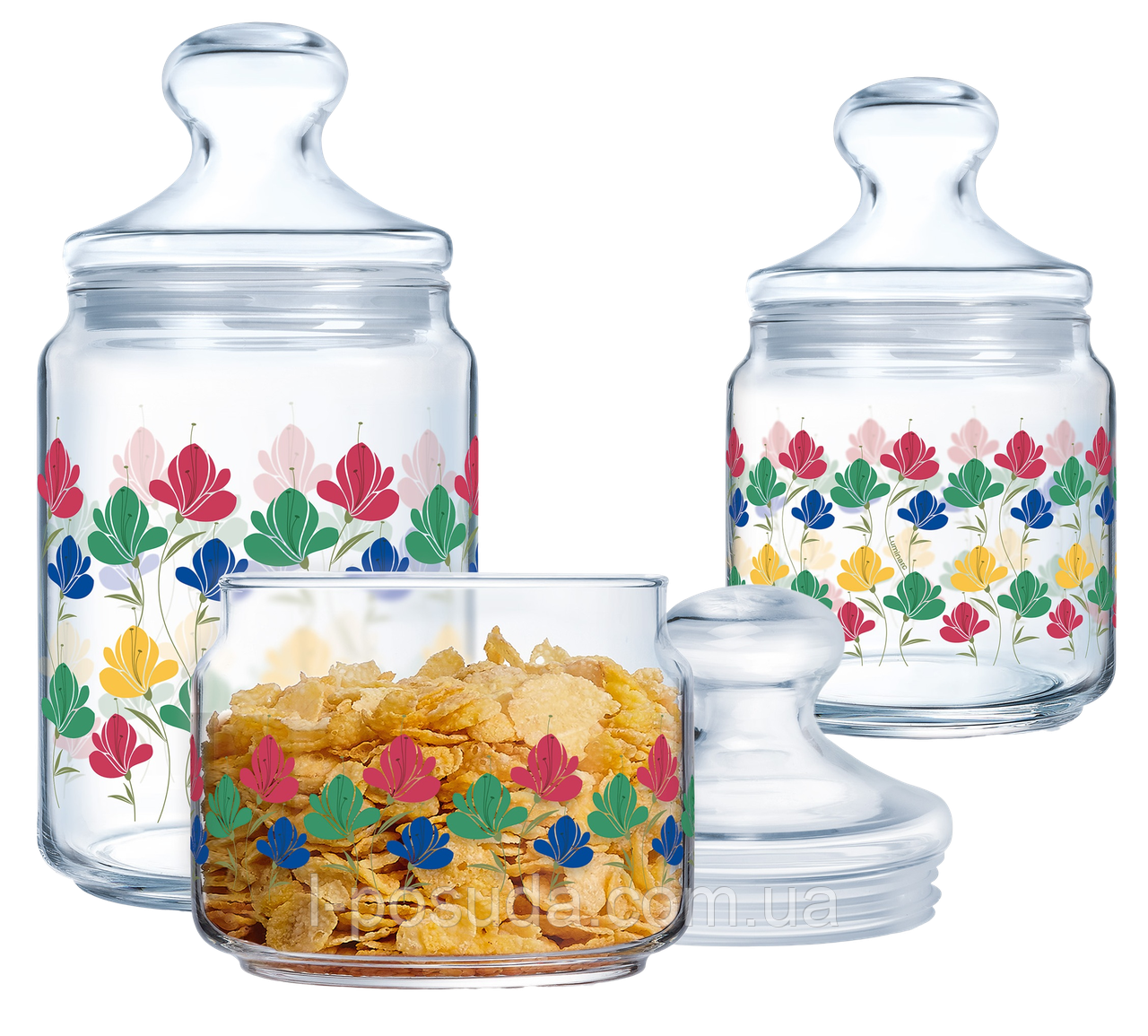 Набір банок Luminarc Club Fluury, 3х0.5, 0.75, 1 л (7093982), фото 1