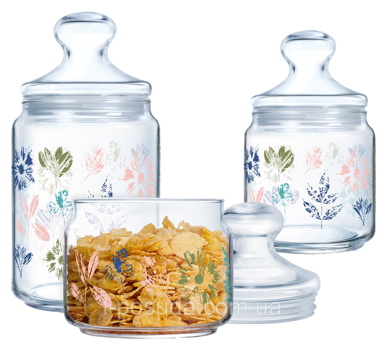 Набір банок Luminarc Club Flerish, 3х0.5, 0.75, 1 л (7093990), фото 1