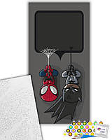 Листівка розмальовка за номерами "супергерої" з місцем для тексту, картина на полотні 40х80 см, середня складність, 15 кольорів