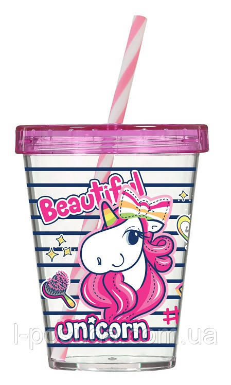 Склянка з трубочкою Herevin Unicorn 0.45 л (161441-003) (6917940), фото 1