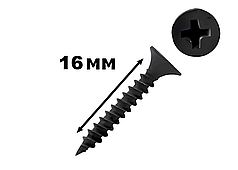 Саморіз високоміцний для гіпсокартону по металу 3,5×16 з потайною головкою Shenzhen шуруп фосфатований чорний (1600 шт)