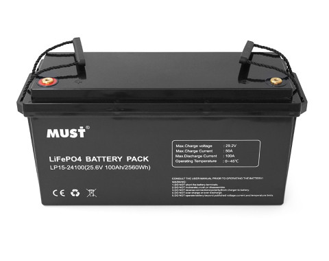 Акумулятор Must LiFePO4 LP15-24100 25.6V 100Ah, 2,56kWh, BMS50A@4S, 6000 cycles