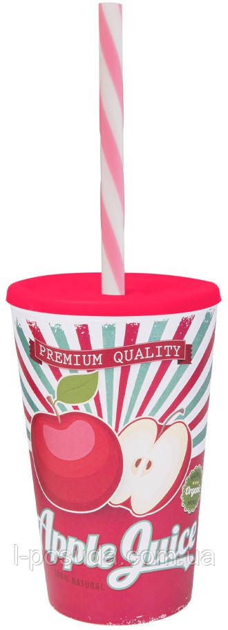 Склянка з трубочкою Herevin Apple Juice 0.65 л (161948-026) (6965040), фото 1